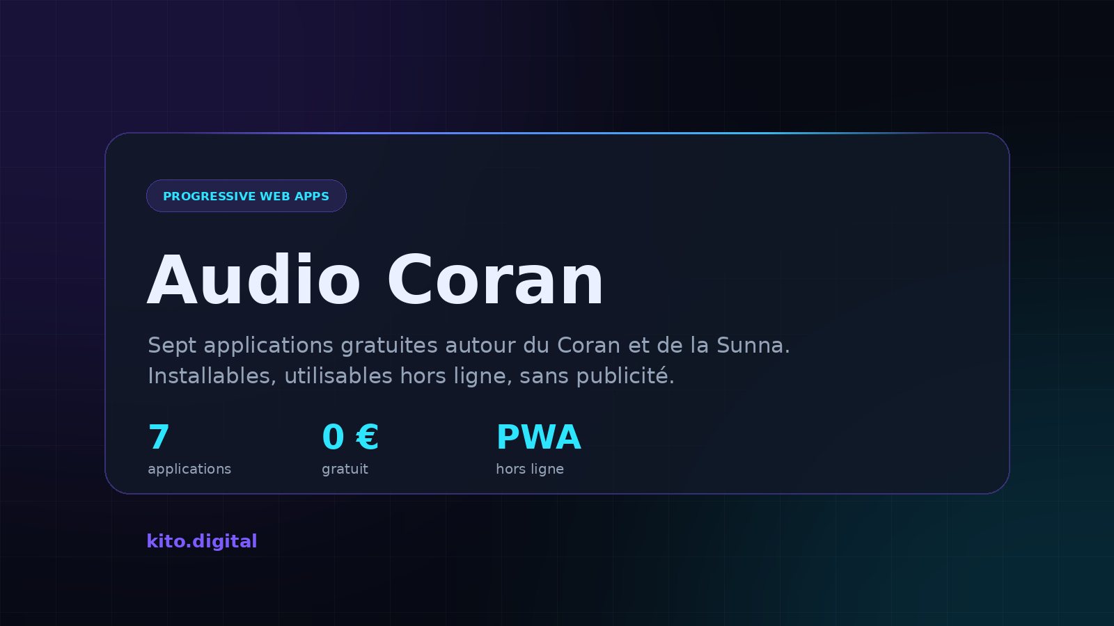 Audio Coran — écosystème de sept applications web progressives