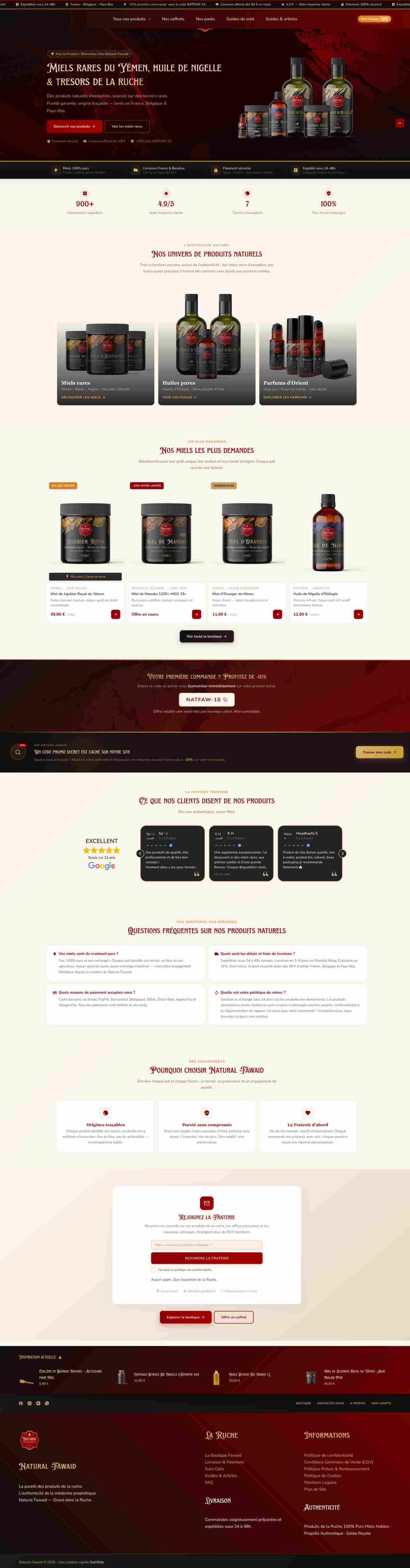 Boutique WooCommerce Natural Fawaid — miel naturel artisanal