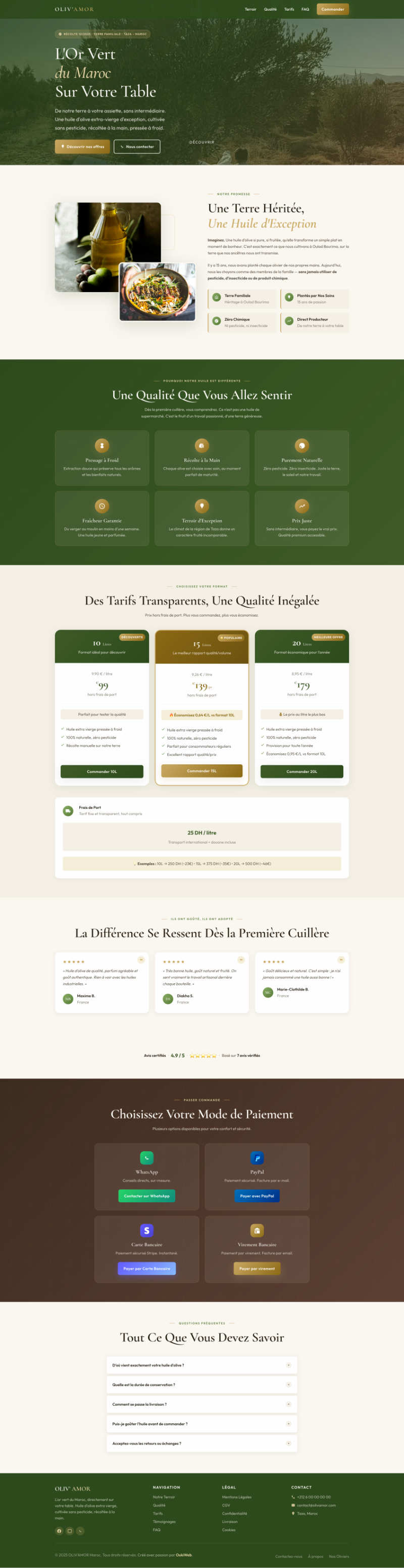 Site vitrine OLIV'AMOR — huile d'olive marocaine artisanale