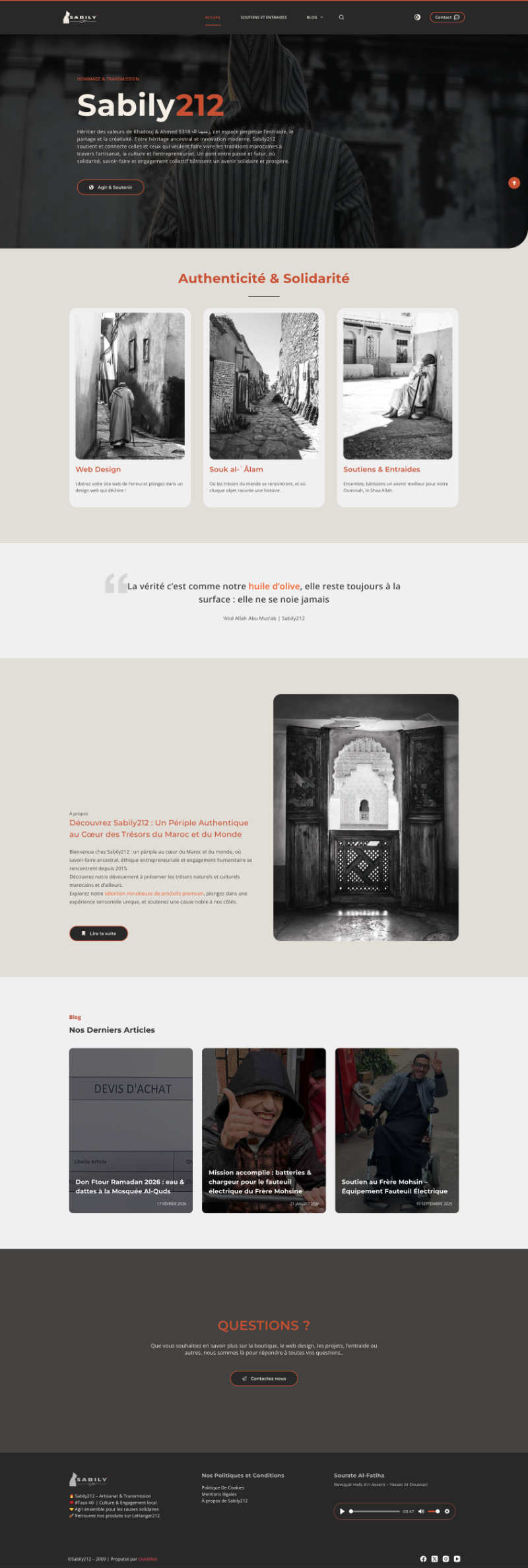 Business card page Sabily 212 — design glassmorphism